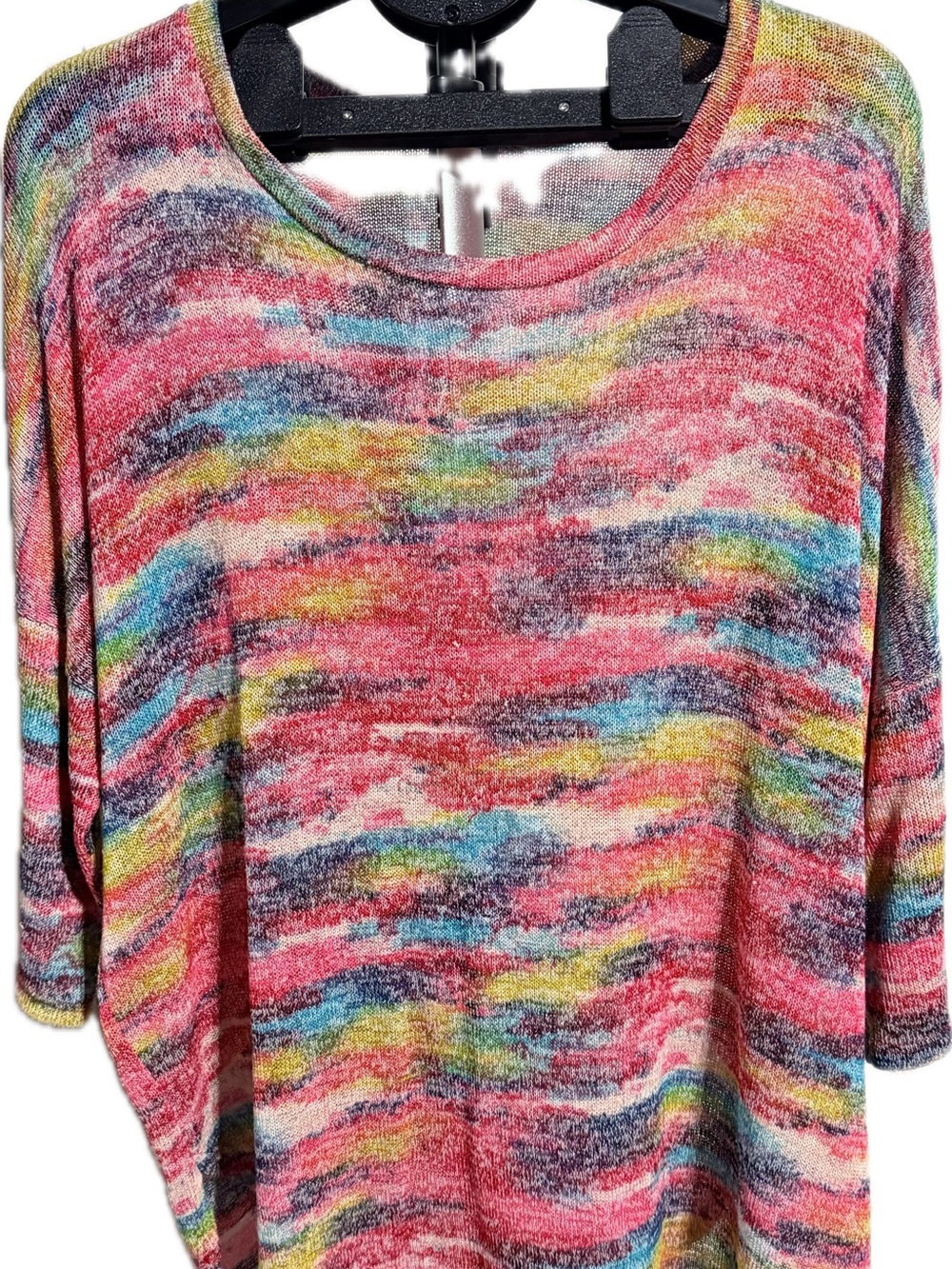 Bobeau Women’s Colorful Multi-Stripe Lightweight Knit Top